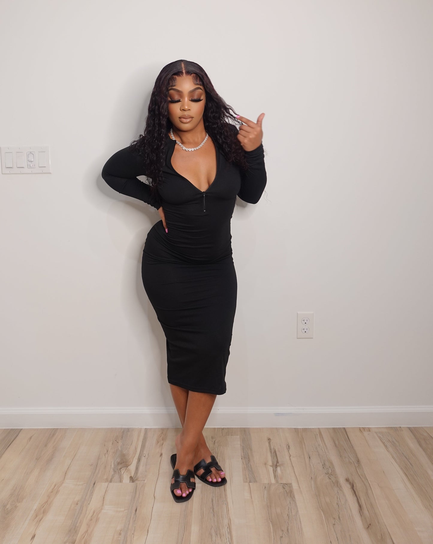 Simple Black Fitted Dress