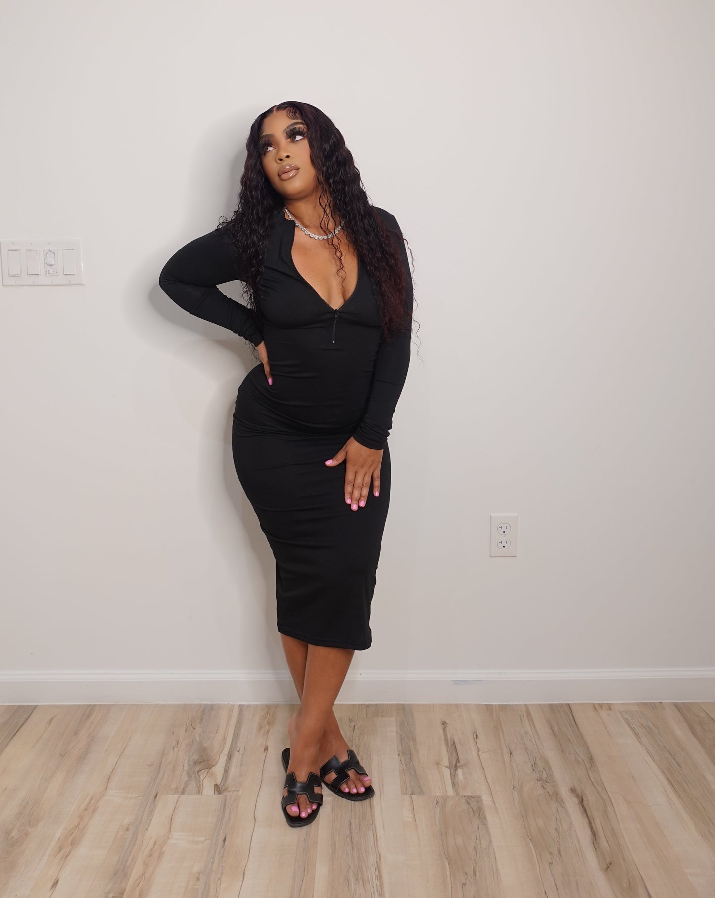 Simple Black Fitted Dress